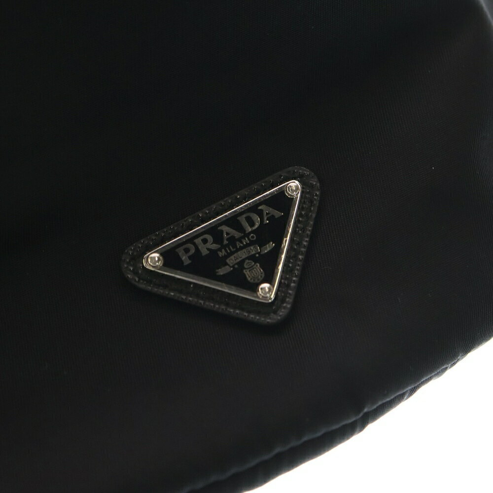 PRADA Triangle Plate Drawstring Shoulder Bag Black - image 5
